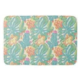 Cacti and plant Desert Botanical Green Orange Pink バスマット