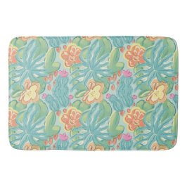 Cacti and plant Desert Botanical Green Orange Pink バスマット