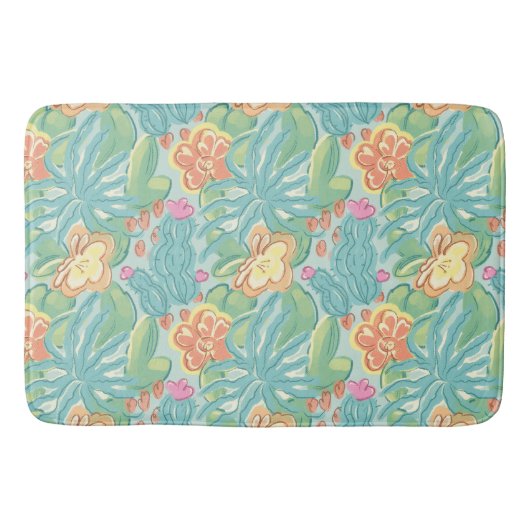 Cacti and plant Desert Botanical Green Orange Pink バスマット (正面)