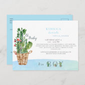 Cacti Blue OhベビーシャワーのバケツbyメールAnnou 案内ポストカード (正面/裏面)