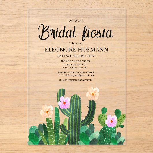 Cacti flowers Bridal Fiesta アクリル招待状 (正面)