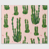 Cacti seamless pattern watercolor. Cactus in bloss ラッピングペーパー (フラット)