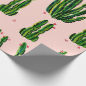 Cacti seamless pattern watercolor. Cactus in bloss ラッピングペーパー (角)
