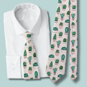 Cacti succulents potted plant pattern ネクタイ