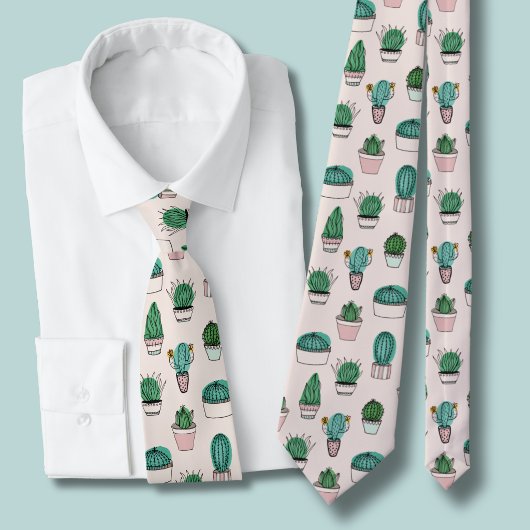 Cacti succulents potted plant pattern ネクタイ