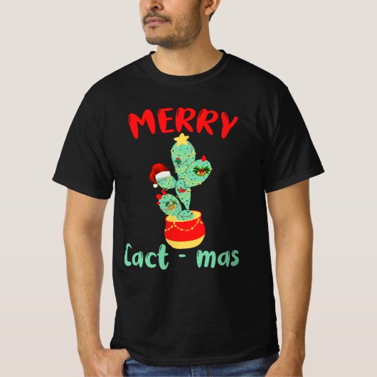 CACTMAS おもしろい -メリー CACTUSクリスマスおもしろい Tシャツ (正面)