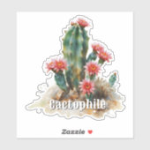Cactophile Flowering Cactus Custom-Cut Vinyl シール (シート)