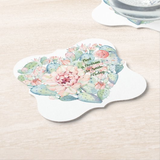 Cactusハートと意味のある単語を使用したコースター ペーパーコースター (アングル)