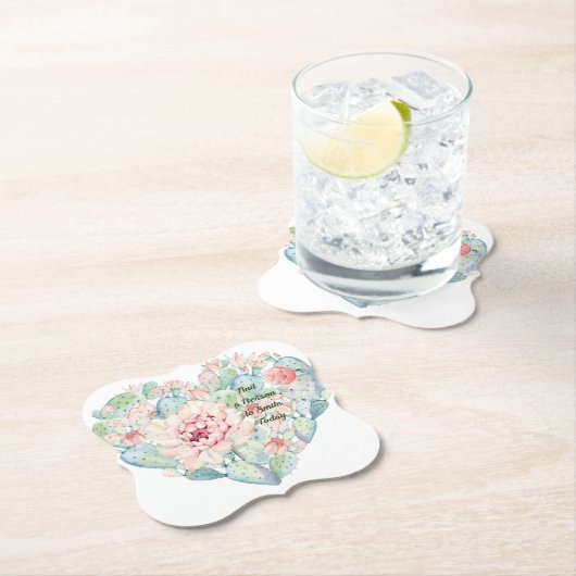 Cactusハートと意味のある単語を使用したコースター ペーパーコースター (インサイチュ)