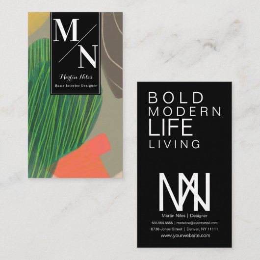 Cactusホームオーガニックインテリアデザイナ 名刺 (正面/裏面)