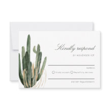Cactusモダンの結婚親切な対応RSVPカード