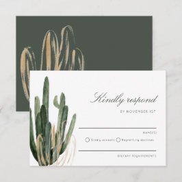 Cactusモダンの結婚親切な対応RSVPカード 出欠カード