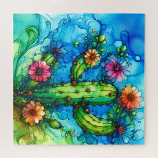 Cactus Alcohol Ink ジグソーパズル (横)
