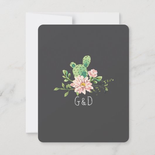 Cactus and Succulent Boho Wedding 出欠カード (裏面)