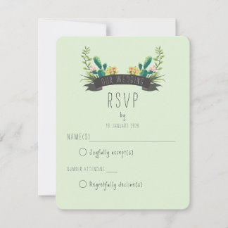 Cactus and Succulent Boho Wedding 出欠カード