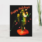 Cactus Candle Wrapped in Christmas Lights カード (正面)