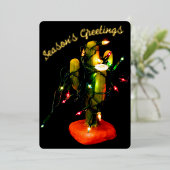 Cactus Candle Wrapped in Christmas Lights 箔シーズンカード (立ち正面)