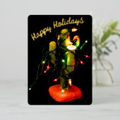 Cactus Candle Wrapped in Christmas Lights 箔シーズンカード (立ち正面)