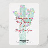 Cactus Candle Wrapped in Christmas Lights 箔シーズンカード (裏面)