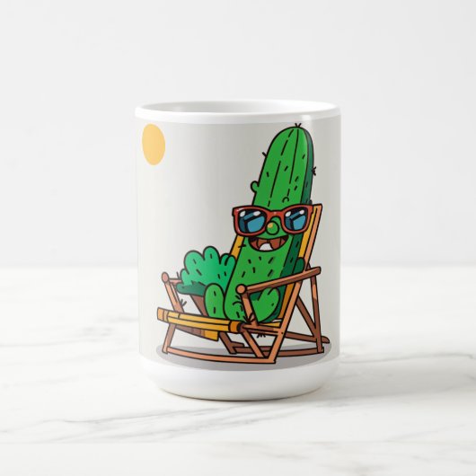 Cactus Caricaturesco en la Playa - Taza Divertida コーヒーマグカップ (中央)
