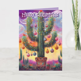 Cactus Cheer – Saguaro in Southwest Holiday Glow シーズンカード