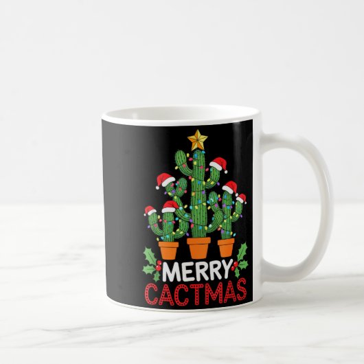 Cactus Christmas Tree Funny Merry Cactmas Cactus M コーヒーマグカップ (右)