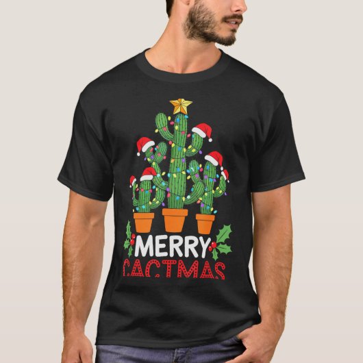 Cactus Christmas Tree Funny Merry Cactmas Cactus M Tシャツ (正面)