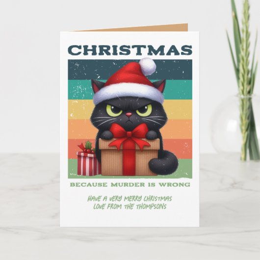 Cactus Cocoa Funny Cat Retro Christmas Photo シーズンカード (正面)