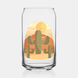 Cactus Desert With Sun ガラス缶