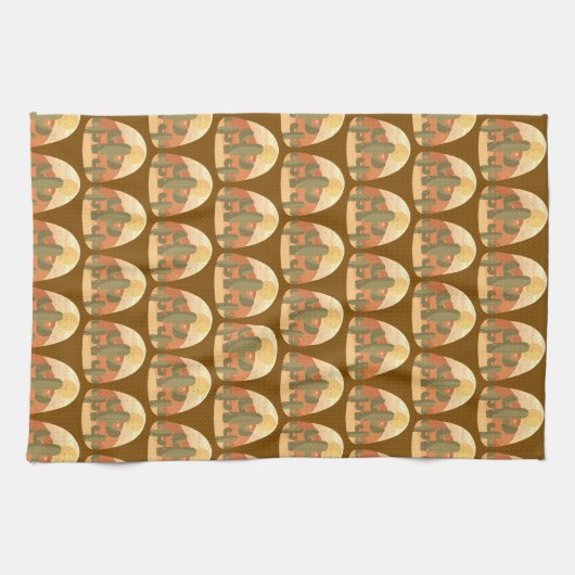 Cactus Desert With Sun キッチンタオル (横)