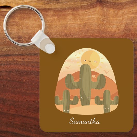 Cactus Desert With Sun キーホルダー (正面)