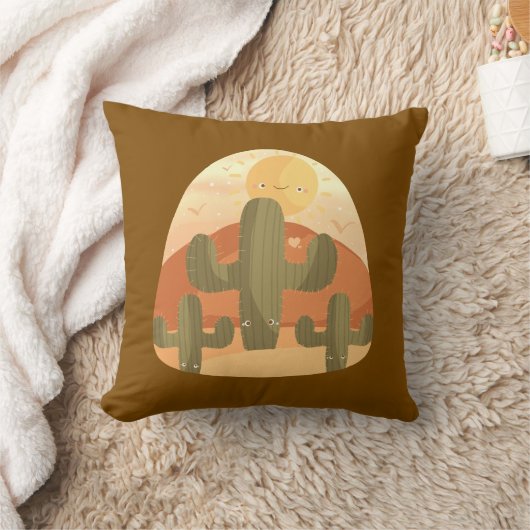 Cactus Desert With Sun クッション (ブランケット)