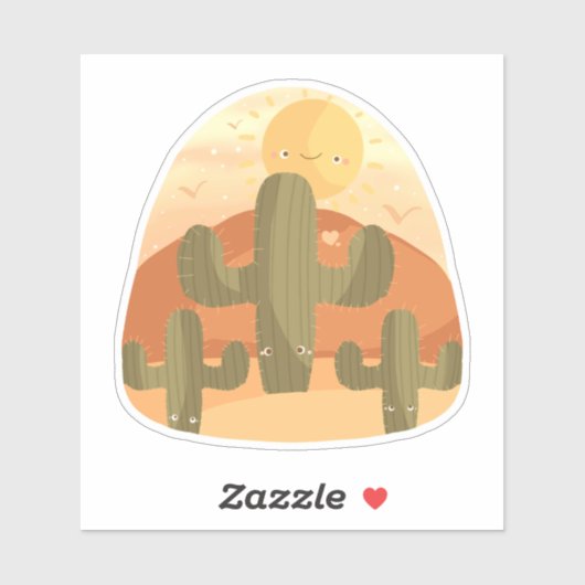 Cactus Desert With Sun シール (シート)