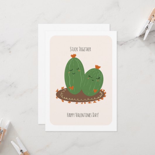 Cactus Doodle Valentines Day  カード (正面/裏面インサイチュ)