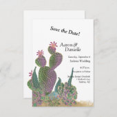 Cactus Flower Flat Save The Date Card セーブザデート (正面/裏面)