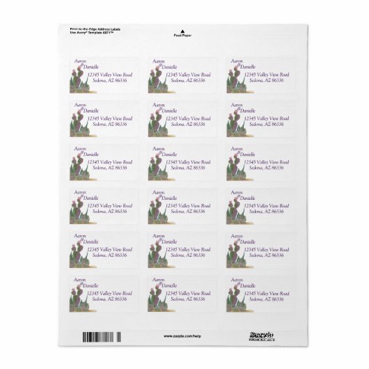 Cactus Flower Return Address Label ラベル (フルシート)