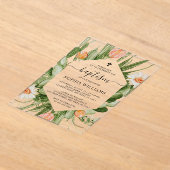 Cactus Flowers Frame Baptism  アクリル招待状 (レイダウン)