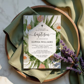 Cactus Flowers Frame Baptism Invitation 招待状