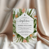 Cactus Flowers Frame Baptism Invitation 招待状