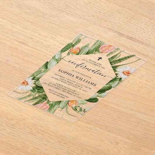 Cactus Flowers Frame Confirmation  アクリル招待状 (レイダウン)