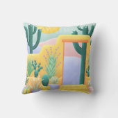 Cactus Garden Southwest Desert Landscape Drawing クッション (裏面)