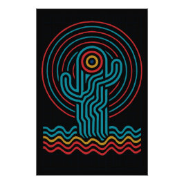 Cactus géométrique en couleurs vives ポスター