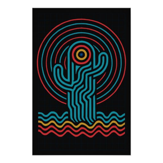Cactus géométrique en couleurs vives ポスター (正面)