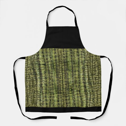 Cactus Green Kitchen Apron with Black Upper  エプロン (正面)