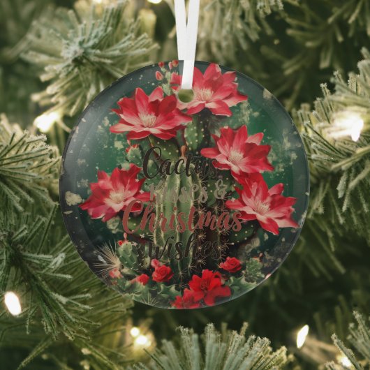 Cactus Kisses & Christmas Wishes A Glass Ornament ガラスオーナメント (インサイチュ)