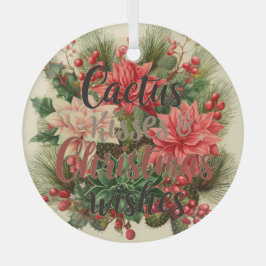 🌵 Cactus Kisses & Christmas Wishes – Glass Circle ガラスオーナメント