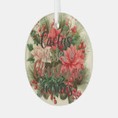 🌵 Cactus Kisses & Christmas Wishes – Glass Circle ガラスオーナメント (正面左)