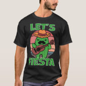 Cactus Let s Fiesta Guitar Sombrero Mustache Tシャツ (正面)