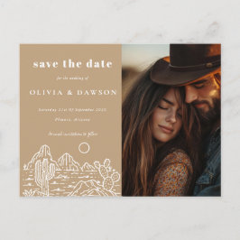 Cactus Line Art Desert Photo Save the Date ポストカード