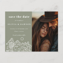 Cactus Line Art Desert Photo Save the Date ポストカード